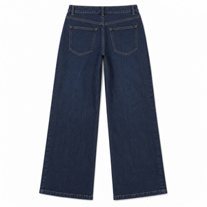 Jean en denim ample à jambe large pour femme, indigo foncé, taille haute avec poches horizontales sur les hanches, lavable, tailles XS-XL - Product Image 2