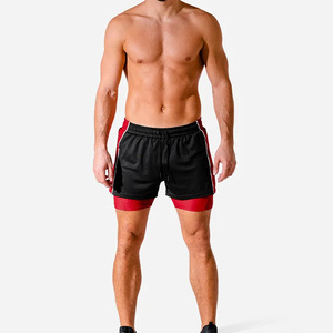 Factory Rate Double <b>Layer</b> Athletic Shorts Workout Training Sports Shorts Polyester Custom Logo 7 Inch Mens Gym Shorts for Men - Product Image 2