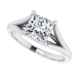 Bague de fiançailles en moissanite taille princesse de haute qualité, or blanc 18 carats, bague solitaire classique, élégante, à double sangle, pour elle - Product Image 2