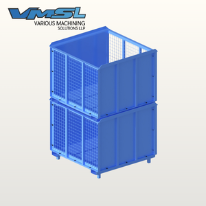 VMSL Heavy Duty <b>Stackable</b> Metal <b>Storage</b> Cage Foldable Wire Mesh Pallet Box Industrial Warehouse <b>Container</b> Made India Model VMSL - Product Image 2