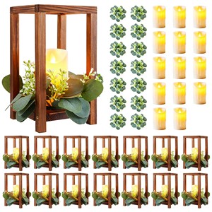 Handcrafted Pine Wood <b>Lantern</b> with LED Candles - Wholesale Decorative <b>Lanterns</b> India - Product Image 2