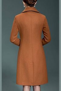 Manteau long en laine mélangée pour femme, double boutonnage, revers, coupe longue, manteau d'hiver, sur mesure OEM - Product Image 3