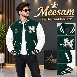 Chaqueta Varsity Color Granate con Letra M Bordada en Blanco, Estilo Preppy, Mezcla de Algodón, Cuello Camisero, Corte Regular, para Otoño, Estilo Béisbol - Product Image 5