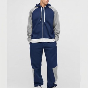 Conjunto Deportivo Premium Color Azul Marino con Bloques de Color, Sudadera con Cremallera Completa, Pantalones Deportivos de Pierna Ancha, Felpa Gruesa, Estilo Casual Urbano - Product Image 5
