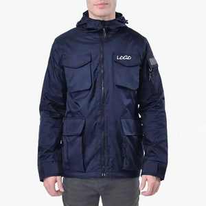 Chaqueta Cortavientos Impermeable para Hombre, con Capucha, Estilo Cargo, Multibolsillos, Informal, Deportiva, Ligera - Product Image 1
