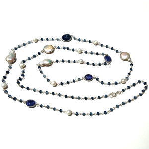 Collier en argent sterling 925 avec perles de topaze, plaqué argent, fait main, bijoux tendance pour femmes/unisexe - Cadeau pour mariage et fête - Product Image 3