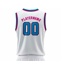 Set Seragam Basket Pria Kustom Putih Cetak Transfer Panas V-Neck Tanpa Lengan Jersey Nama Tim Nomor B 100% Poliester Cepat Kering