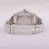 Montre de sport de luxe pour homme 41 mm, cadran glacé, gros diamants Moissanite, logo personnalisé, boîtier en acier inoxydable, mouvement à quartz, collection Hip Hop ETA