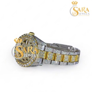 Luxury Fully Iced Moissanite Diamond Watch <b>Chronograph</b> Design Hip Hop Style Stainless Steel Band Analog Display Glass Shanghai - Product Image 1