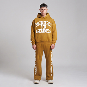 Vintage Flare Sweatpants And Hoodie <b>Set</b> Flare Oversize Distressed <b>Embroidery</b> Sweatpants <b>Set</b> Mens Winter 500gsm Fleece Flare Suit - Product Image 2