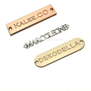 Custom Fashion Logo Charm Making Accessories Hardware Metal Embossed <b>Name</b> Plate - Product Image 1