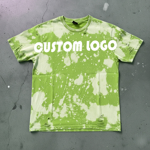 เสื้อยืดปักลายแบบ OEM สไตล์วินเทจ ประดับด้วยคริสตัล พิมพ์ลายด้วยเทคนิค DTG ล้างสีแบบ Acid Wash ให้ดูซีดจางแบบโดนแดด สำหรับผู้ชาย - Product Image 3