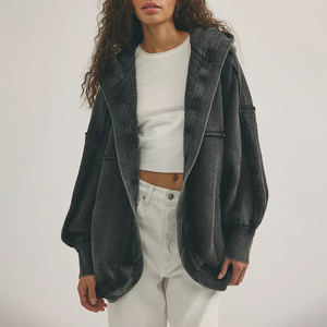 Custom Breathable Winter Lined Casual <b>Long</b> <b>Hooded</b> Inside Out Coats <b>Women</b> Loose Full Sleeves Cocoon <b>Cardigan</b> - Product Image 1