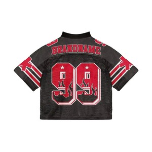 ผู้ผลิตเสื้อฟุตบอลอเมริกันวินเทจแบบสั่งทำพิเศษ เสื้อครอปคอวีถักตาข่ายขนาดใหญ่ เสื้อฟุตบอลตาข่ายสำหรับผู้ใหญ่ - Product Image 2