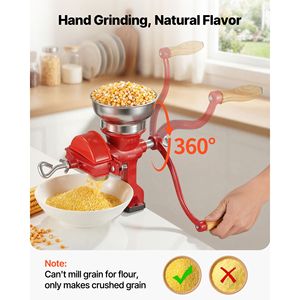 Molino manual de hierro fundido de alta resistencia para moler trigo y granos, con tolva baja, abrazadera de mesa estable y manivela para maíz - Product Image 2