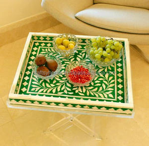 Handmade MDF Bone Inlay <b>Trays</b> by Craftsy Home for Place Decoration Multi-Color Serving <b>Tray</b> Seasonal Sale - Product Image 5