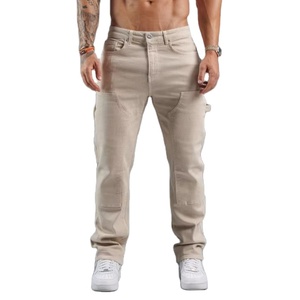 Pantalones Cargo Color Caqui para Hombre, Corte Recto Informal con Múltiples Bolsillos y Cierre de Botón - Product Image 1