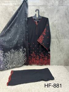 Conjunto de Traje de Manga Larga con Estampado de Flores y Hojas Bordadas en Hilo de Rayón de Alta Calidad, Proveedor y Exportador Mundial - Product Image 4