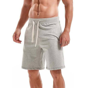 Shorts Bermuda pour homme en coton gris uni, à cordon de serrage, décontractés, tricotés, taille mi-haute, respirants - Product Image 1