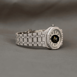 Reloj de Lujo para Hombre con Incrustaciones de Moissanita, Acero Inoxidable, Movimiento de Cuarzo ETA, Esfera de Cristal Analógica, Correa de 20 mm, Cierre Oculto, Ideal para Fiestas - Product Image 2