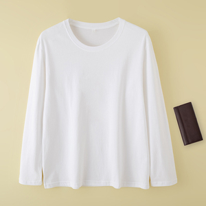 Camiseta Unisex de Manga Larga con Cuello Redondo, Color Sólido, de Algodón, con Logotipo Bordado Personalizado OEM, Precio de Fábrica China Bangladesh - Product Image 5