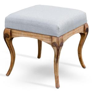 Solid <b>Wood</b> Fabric Upholstered Antique Accent Bench <b>Stool</b> with Cushioned Seat for Bedroom and Living Room - Product Image 4