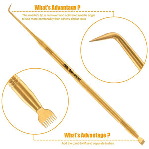 Golden Color Lash Lift Perm Tool <b>Eyelash</b> Lift and Tint Tool Lash <b>Separator</b> Tool With Separating Comb Extension Tweezers - Product Image 6