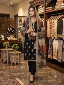 Conjunto de Salwar Kameez Étnico para Mujer, Kurta Bordada, Traje Palazzo, Chal Estampado de Secado Rápido, Ropa Formal para Fiestas, India, Pakistán - Product Image 2