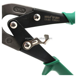 Ciseaux multi-usages WIGA GF-250R de 10 pouces à bord dentelé en CR-MO pour la découpe de tôles, qualité industrielle et bricolage, vert - Product Image 3
