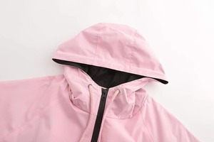 Women Windbreaker <b>Jacket</b> Hooded Lightweight Color Block Longline Drawstring Waterproof Outdoor Coat Pink Black - Product Image 2