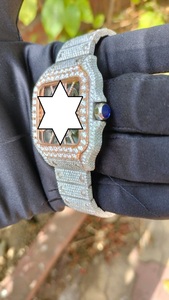Reloj de Lujo con Incrustaciones de Moissanita VVS, Bisel de Diamantes Rosa Rubí, Esfera Cuadrada, Números Romanos, Estilo Hip Hop - Product Image 3