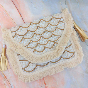 Pochette de mariée de luxe brodée de haute qualité, sac à main traditionnel pour mariage avec décoration artisanale de perles et de strass - Product Image 3