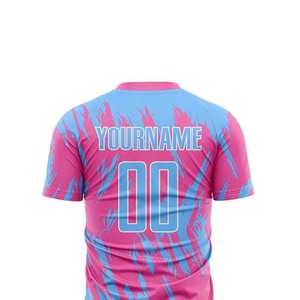 Ensemble maillot et short de football personnalisés, impression par sublimation, 100 % polyester, anti-humidité, col rond, manches courtes, unisexe adulte - Product Image 4