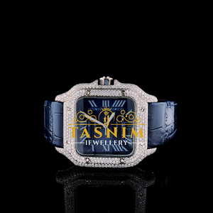Reloj de Pulsera VVS ETA de Cuarzo para Hombre, Estilo Deportivo/Elegante, Diseño Cuadrado Simple para Uso Diario, Acero Inoxidable, Chapado en Oro Blanco, Cristal Analógico, Números Romanos - Product Image 1