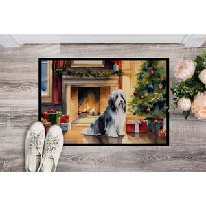 Collie barbudo acogedor Felpudo de Navidad antideslizante para interiores y exteriores alfombra de pila baja 24H X 36W felpudo lavable para puerta delantera para entrada - Product Image 2