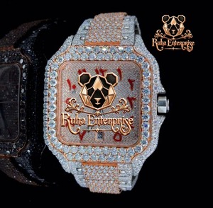 Montre mécanique de luxe pour homme en or, entièrement sertie de diamants VVS1 et de moissanite, style hip-hop, automatique - Product Image 1
