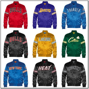 เสื้อแจ็คเก็ตสปริงแฟชั่นใหม่ ปักลายสปอร์ต สีพื้น กระดุมหุ้ม คอเบสบอล ผ้าซาติน ทรงบอมเบอร์ สำหรับผู้ชาย - Product Image 6