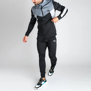 Ensemble de survêtement personnalisé pour homme avec blocs de couleur, veste zippée intégrale et pantalon de jogging, vêtements de sport avec logo personnalisé - Product Image 5