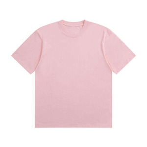 เสื้อยืดคอกลมผู้ชาย แขนสั้น ผ้าฝ้าย 100% ทรงปกติ สีชมพูพื้น แบบลำลอง ผ้าถัก - Product Image 1