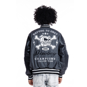 เสื้อแจ็คเก็ตวาร์ซิตี้คุณภาพสูง ปี 2025 ปักลายเชนิลล์ขนสัตว์ โลโก้แบบกำหนดเอง แขนหนังวินเทจ สำหรับผู้ชาย สไตล์เบสบอลฤดูหนาว - Product Image 4