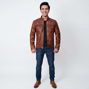 Chaqueta de cuero PU vintage informal para hombre, diseño personalizado OEM, cuero genuino de alta calidad con decoración de bolsillos, chaqueta para hombre - Product Image 3