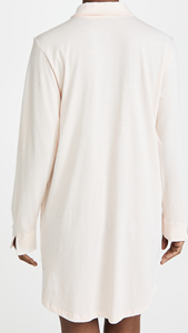 Women Solid Color Long Sleeve Button Front Nightshirt Dress Turn-down Collar Cotton Poplin Casual Sleepwear Knee Length - Product Image 2