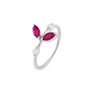 Anillo de Rubí y Diamante en Plata de Ley 92.5 KLSR-11752 - Product Image 1