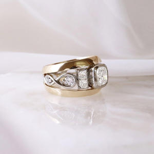 Igi/gia แล็บตัดเพชรวินเทจ14K สีเหลืองแหวนแต่งงาน/งานหมั้นใส่ได้ทั้งชายและหญิงสีขาวทองคุณภาพดีสำหรับงานปาร์ตี้ครบรอบ-คุ้มค่า - Product Image 2