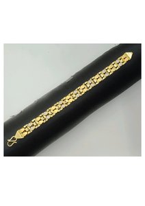 Bracelet pour homme en or 22 carats de créateur, avec motif diamanté bicolore, finition premium, fermoir robuste, élégant pour les fêtes et le quotidien - Product Image 3