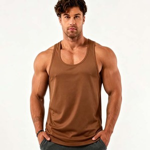 Débardeur de sport décontracté pour homme, col rond, motif uni, séchage rapide, respirant, polyester/coton, impression de logo personnalisé, débardeur de gym - Product Image 1