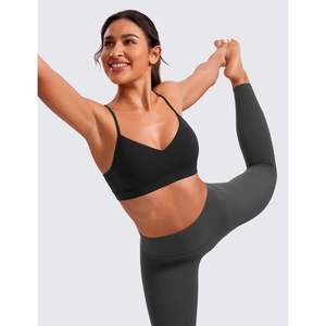 Premium YOGA Butterluxe Women's V-<b>Neck</b> Sports Bra Basic Wireless Camisole Adjustable Thin Straps <b>Padded</b> Yoga Top Active Print - Product Image 3
