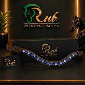 Diadema de cristal de lujo en forma de U para caballo, accesorio de cuero premium con diamantes para brida, equipo de exhibición personalizable de alta calidad, color personalizado - Product Image 1