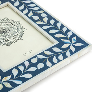 Luxury blue mother of pearl MOP photo <b>frame</b> good price handcraft flower pattern capiz shell inlay <b>picture</b> <b>frames</b> - Product Image 6