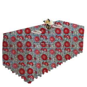 100% Cotton Linen Stylish Hand Block Print <b>Rectangle</b> Pleated <b>Tablecloth</b> Fashion Classic Washable Vintage Dinner Home Decoration - Product Image 4